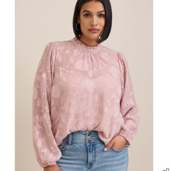 torrid Tops - Torrid Chiffon Clip Floral Bubble Hem Blouse Sz 5X